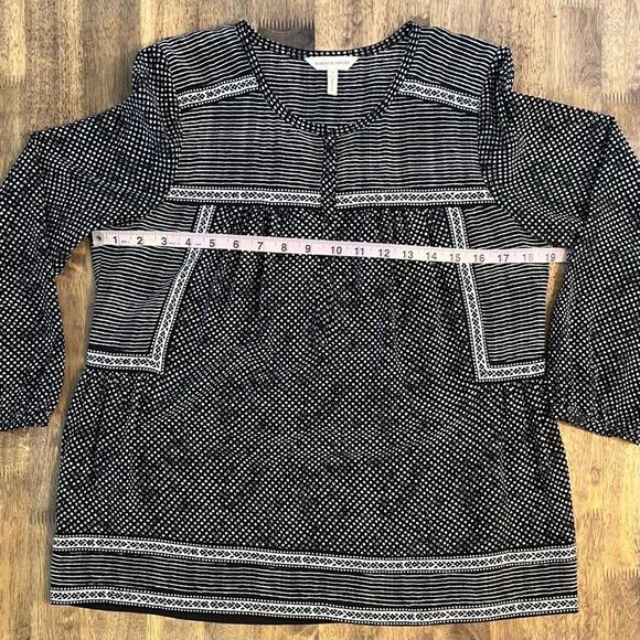 Rebecca Taylor Women’s Patchwork Print 100% Silk Long Sleeve Blouse Black Size 2 - Picture 5 of 8
